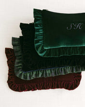 Load image into Gallery viewer, The Navy Velvet &amp; Tartan Ruffled Pouch
