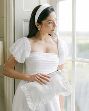 Load image into Gallery viewer, The White Ruffled Pouch
