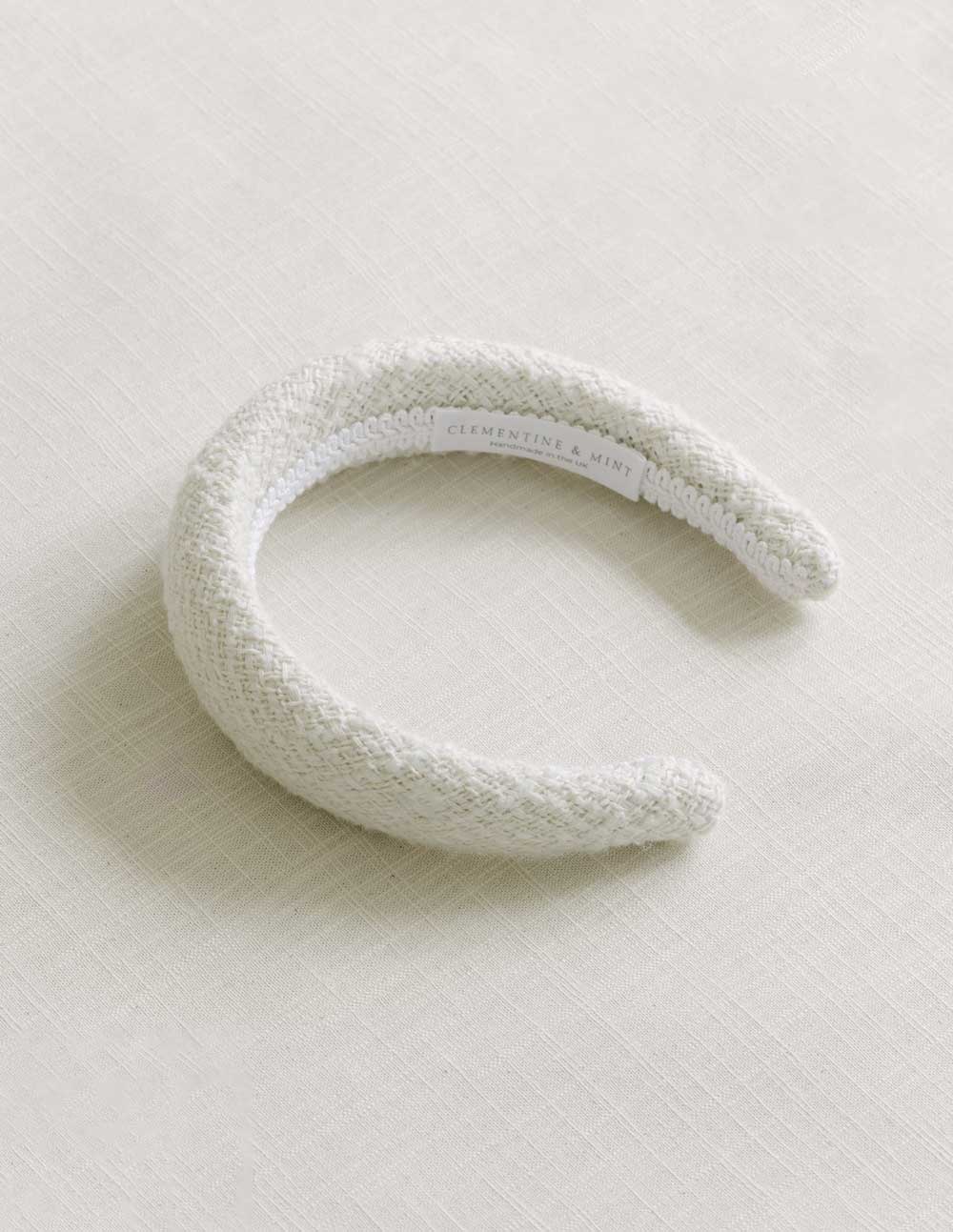white tweed headband. Hair accessory. linen headband 