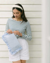 Load image into Gallery viewer, The Chambray Ruffled Pouch
