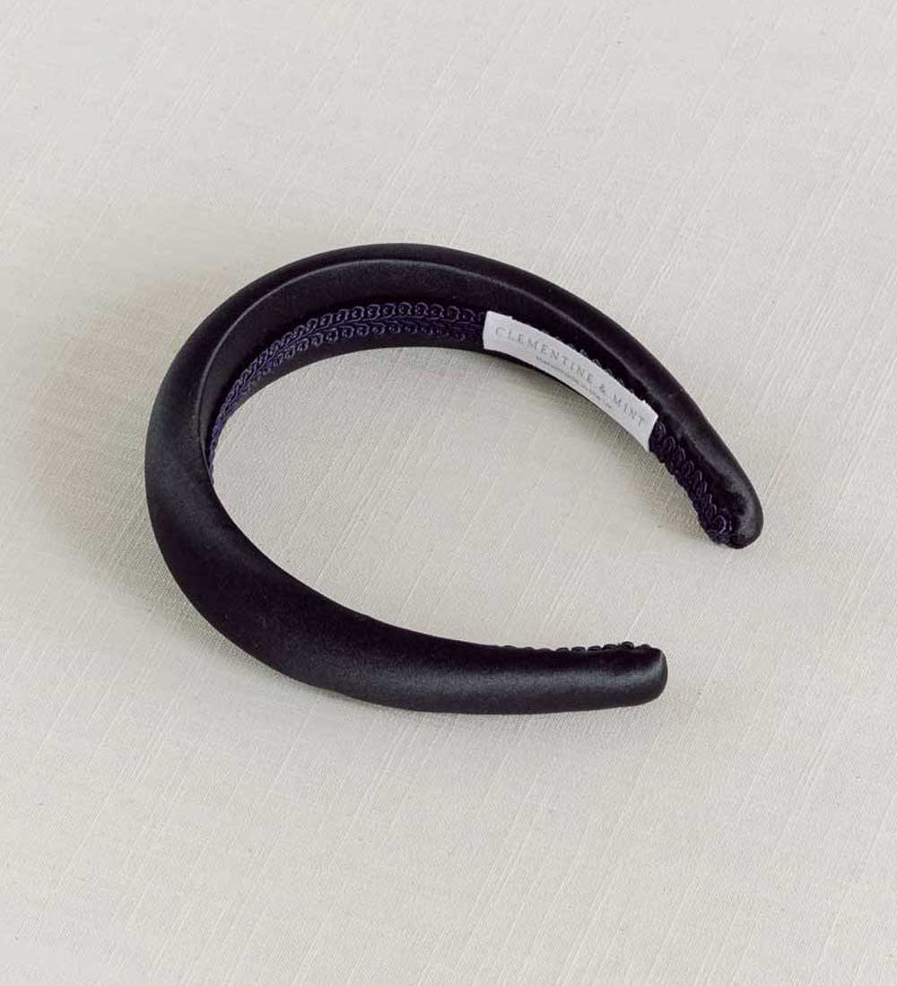Black satin women's headband 