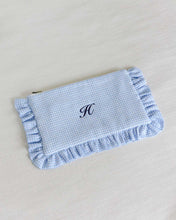 Load image into Gallery viewer, The Blue Gingham Ruffled Pouch
