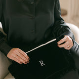 The Black Velvet Ruffled Pouch