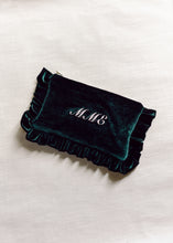 Load image into Gallery viewer, The Forest Green Velvet Ruffled Pouch
