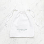 White Linen drawstring bag clementine and mint