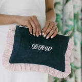 The Navy Blue Pouch with Pink Liberty Ruffles
