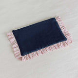 The Navy Blue Pouch with Pink Liberty Ruffles