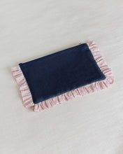 Load image into Gallery viewer, The Navy Blue Pouch with Pink Liberty Ruffles

