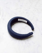 Load image into Gallery viewer, Navy Blue Linen Headband, Hair Accessory, Bridesmaid Hair Accessory . Clementine and mint 
