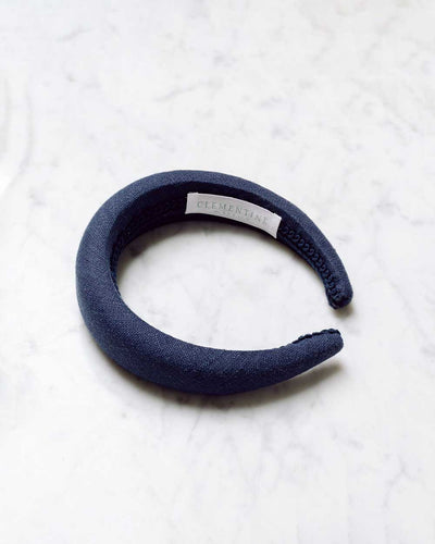Navy Blue Linen Headband, Hair Accessory, Bridesmaid Hair Accessory . Clementine and mint 