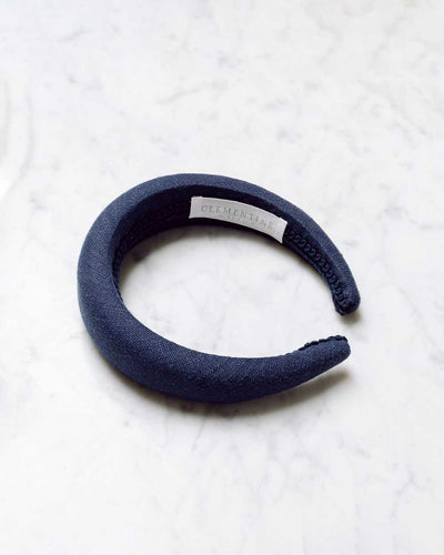 Navy Blue Linen Headband, Hair Accessory, Bridesmaid Hair Accessory . Clementine and mint 