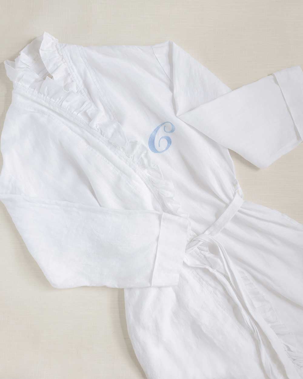 The White Ruffled Linen Robe – Clementine & Mint