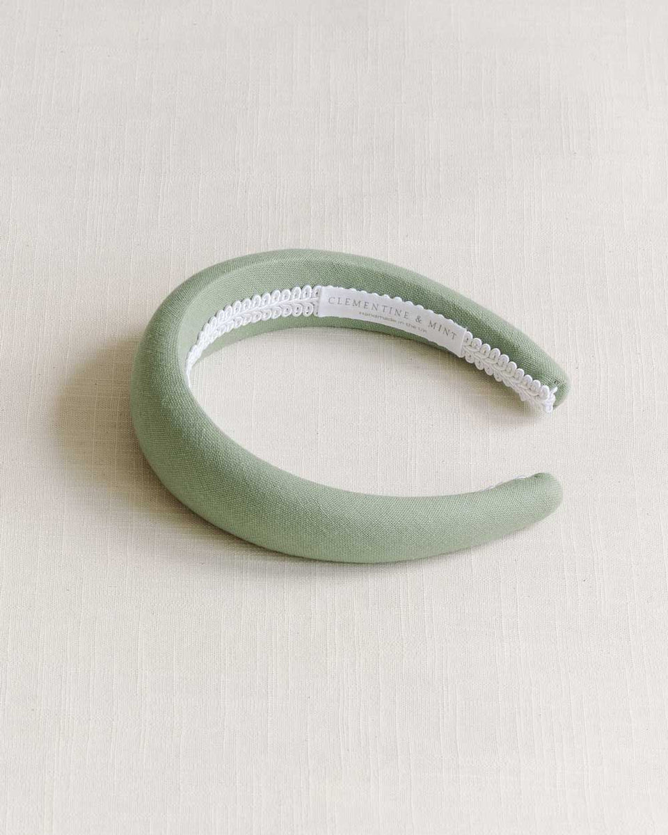 THE SAGE GREEN LINEN HEADBAND Clementine & Mint