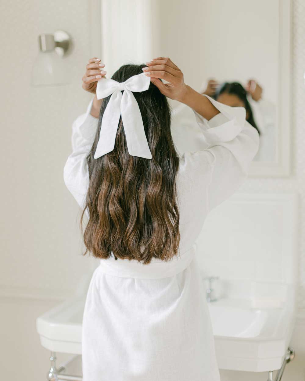 The White Ruffled Linen Robe – Clementine & Mint