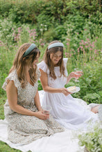Load image into Gallery viewer, Light blue linen headband, hair accessory, Bridesmaid hair accessory , Clementine and Mint. 
